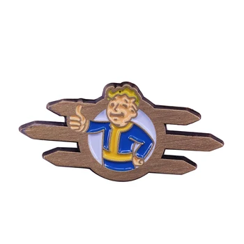 Fallout Vault Boy Atlapas Pin Stabili Tech Logotipas Emaliuota Segė Gerbėjai Kailis Skara Megztinis Ženklelis