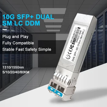 10G Singlemode Dvipusis SFP+Module 5/10/40Km SM LC Optinio modulio 1310/1550nm siųstuvas-imtuvas Suderinamas Su TP-link/Mikrotik/Cisco ir pan.