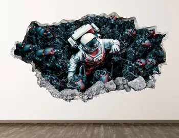 Astronautas Apsuptas Sienos Lipdukas - Erdvė Gyvenimo 3D Sutriuškino Sienos Menas, Lipdukas Vaikams Dekoras Vinilo Namų Plakatas Užsakymą Dovana KD538