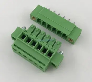 10sets Pusės vertikali plug-in terminalo blokas su ausų flanšas stacionariosios galinės K15EDGKAM-3.81 MM 13P-24P Tiesi arba lenkta adata