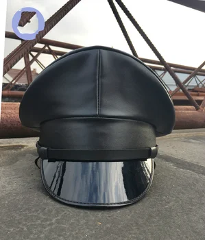 Naujos Juodos Odos PU Oda Didelis Bžūp Armijos Ventiliatorius Didelis Skrybėlę Bžūp Efektyvumo Naktinis Klubas Hat, Black Hat Fascinators Moterims, Elegantiškas