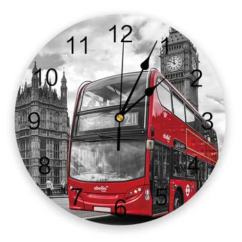 Londono Gatvės Raudonų Autobusų Big Ben Laikrodžiai, Sienos, Namo Apdailos, Šiuolaikinės Virtuvės, Paauglių Kambario, Miegamojo Kambarį Dekoro Sieninis Laikrodis