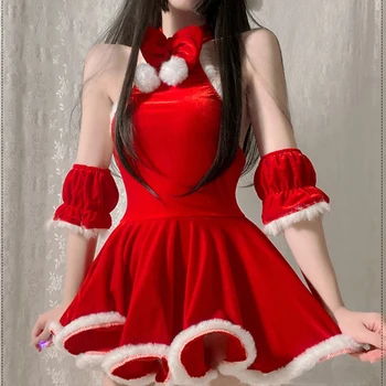 Naujas Seksualus apatinis Trikotažas Kalėdų Mergina Seksuali Tarnaitė Pagundai Mielas Princesė High-end Žaidimas Tiktų Cheongsam Nuostabiu Sijonas vientisas Slim