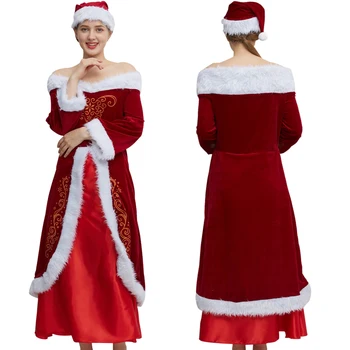 M-3XL Moterų Kalėdų Senelio Kostiumas Kalėdos Cosplay Rekvizitai Moteriška Suknelė Suaugusiųjų Veiklos Mergaitė Grupė Dress