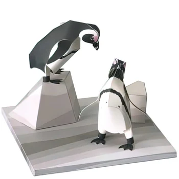 Žaliojo Pingvinas Origami Meno Mini 3D Sulankstyti Popieriniai Papercraft Gyvūnų Skaičius 